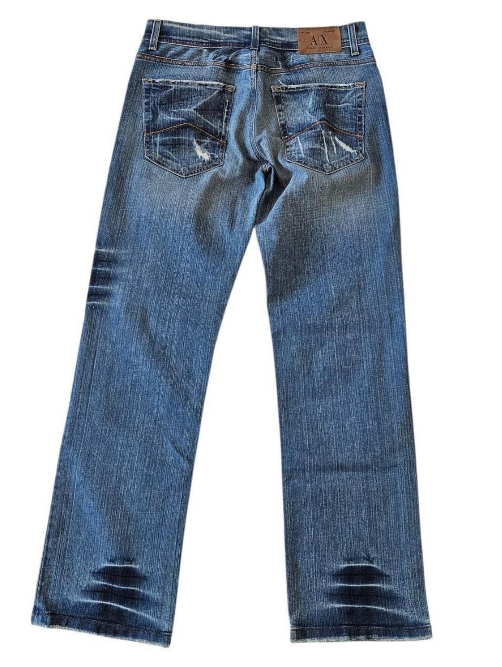 Armani Exchange Distressed Blue Straight Leg Jeans